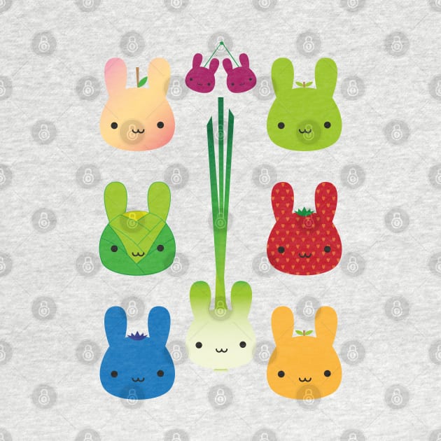 Kawaii Bunny Fruit & Vegetables by marcelinesmith